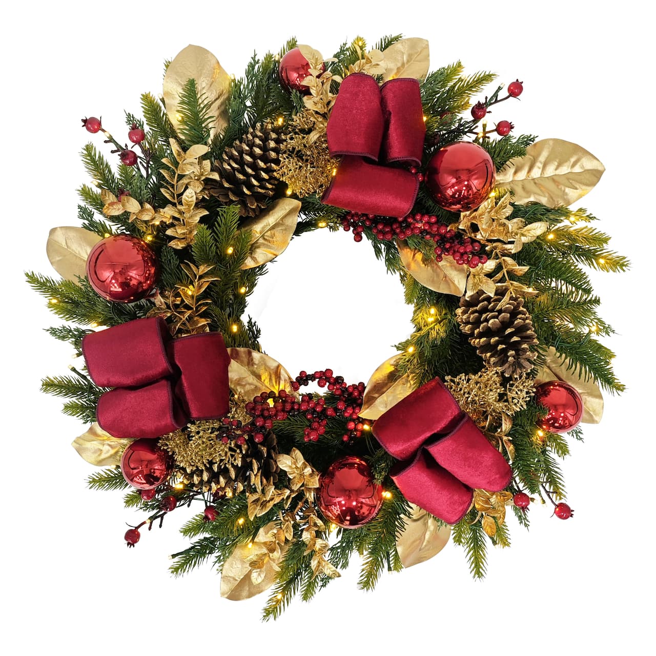 26" Pre-Lit Artificial Adorned Christmas Wreath